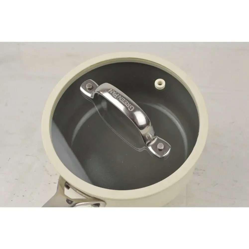 GreenPan 1.5 Qt Magneto-2 Induction Saucepan Pot White w/ Lid Nonstick Cookware